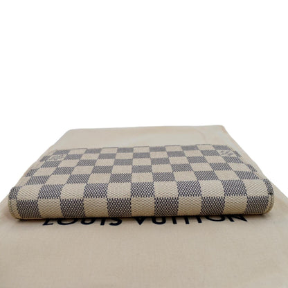 LOUIS VUITTON Zip Around Damier Azur Wallet White
