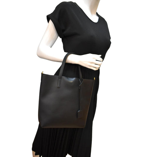 YVES SAINT LAURENT Toy Supple Leather Shopping Tote Bag Black