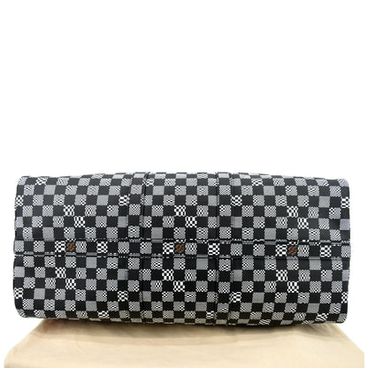 LOUIS VUITTON Keepall Bandouliere 50 Damier Distorted Travel Bag White Black