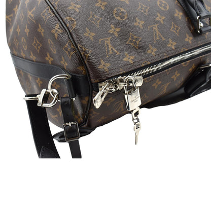 LOUIS VUITTON Keepall Bandouliere 55 Monogram Canvas Travel Bag Brown
