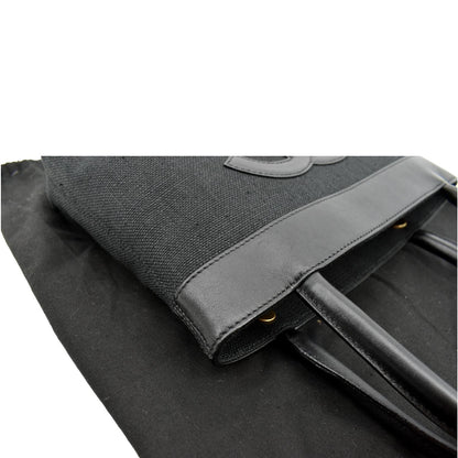 CHANEL Canvas Leather Tote Bag Black