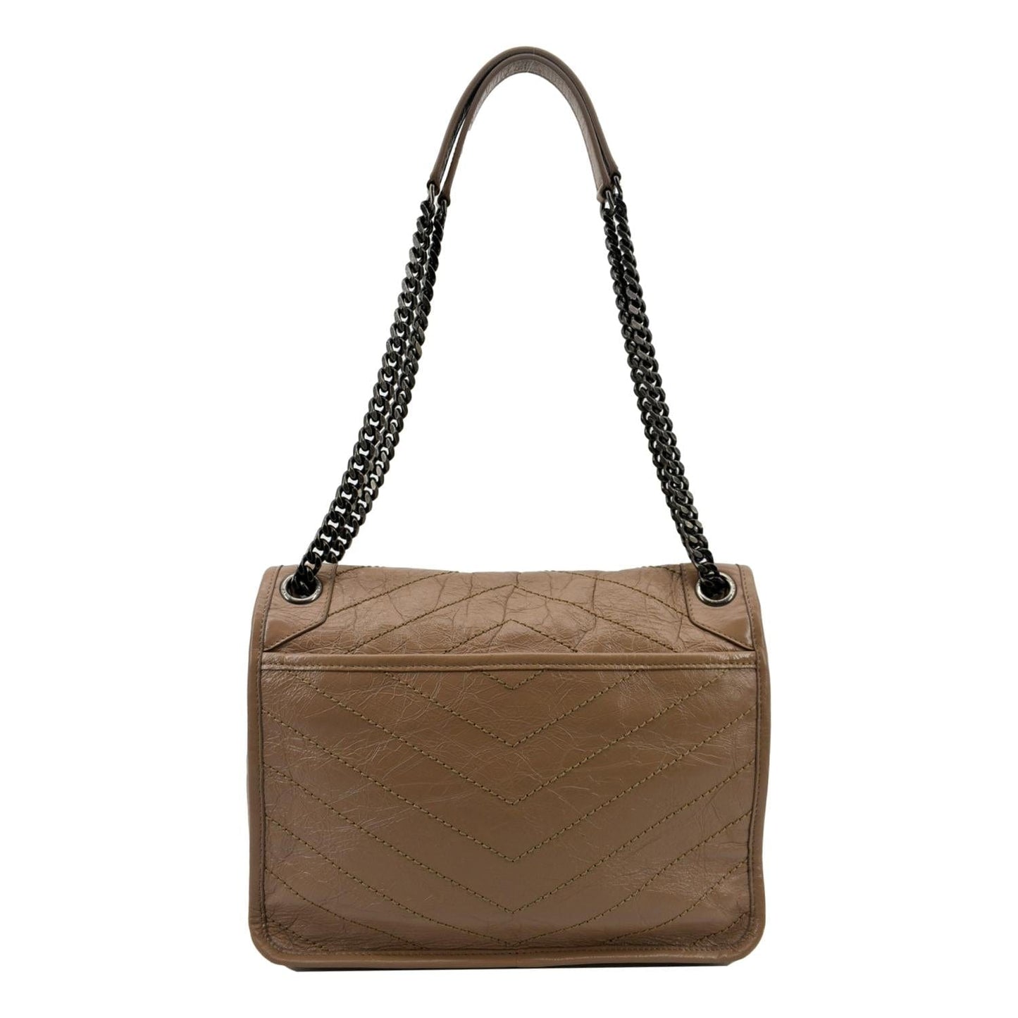 YVES SAINT LAURENT Niki Medium Leather Crossbody Bag Greyish Brown