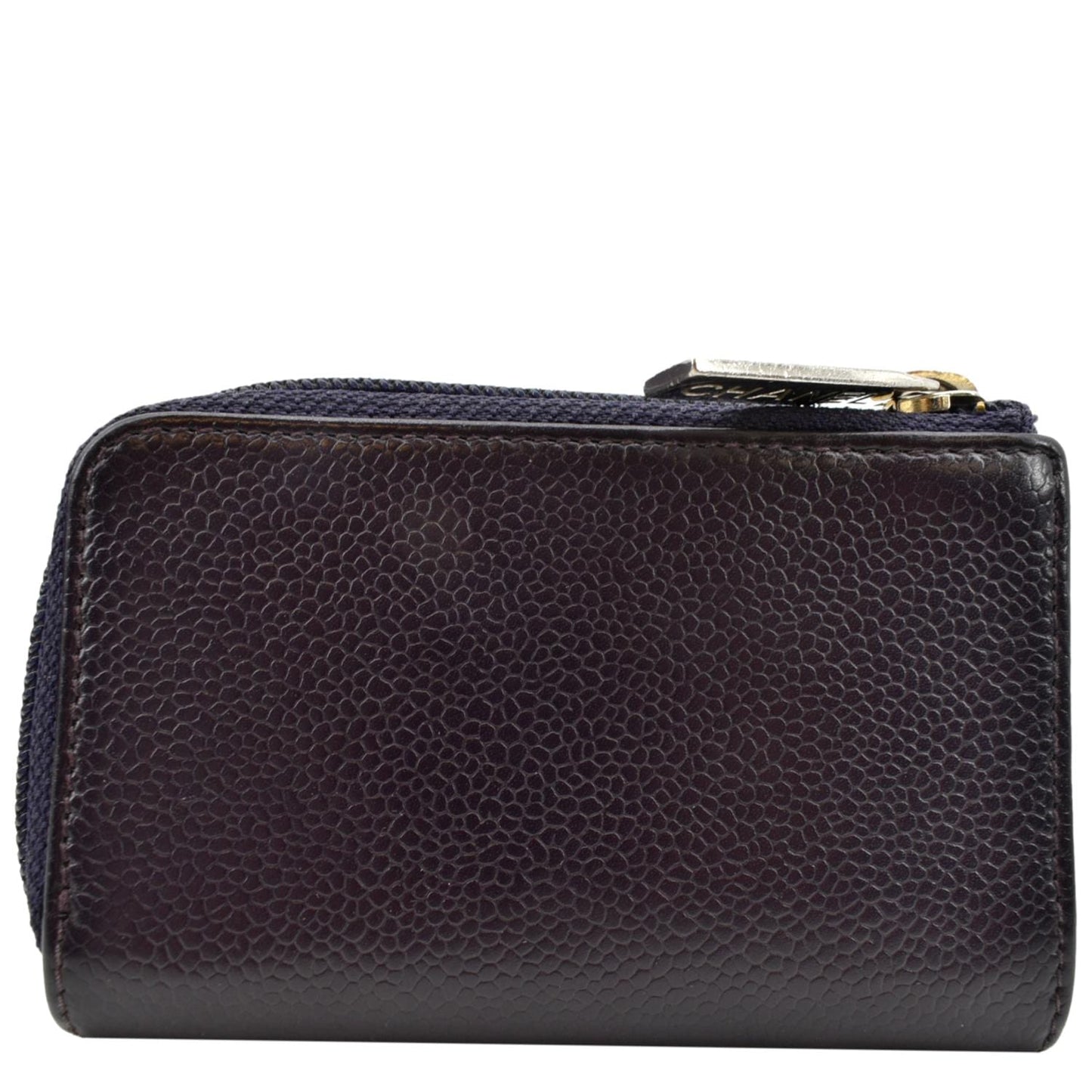 CHANEL O Key Pouch Timeless Caviar Leather Small Purse Purple