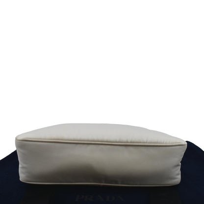 PRADA Re-Nylon Leather Shoulder Bag White