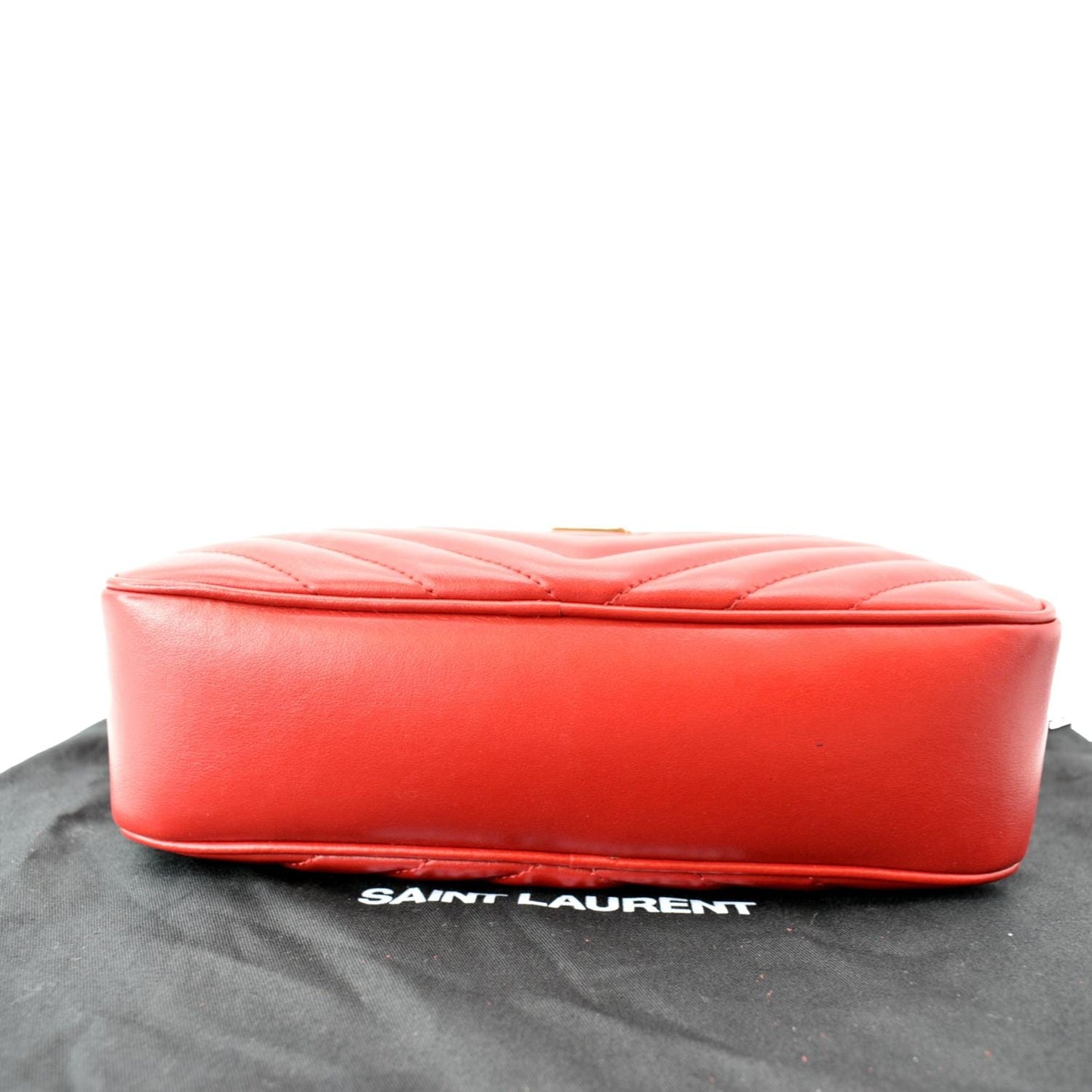 YVES SAINT LAURENT Lou Chevron Leather Camera Crossbody Bag Red