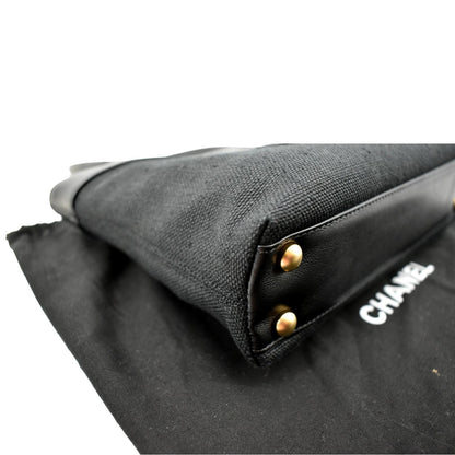 CHANEL Canvas Leather Tote Bag Black