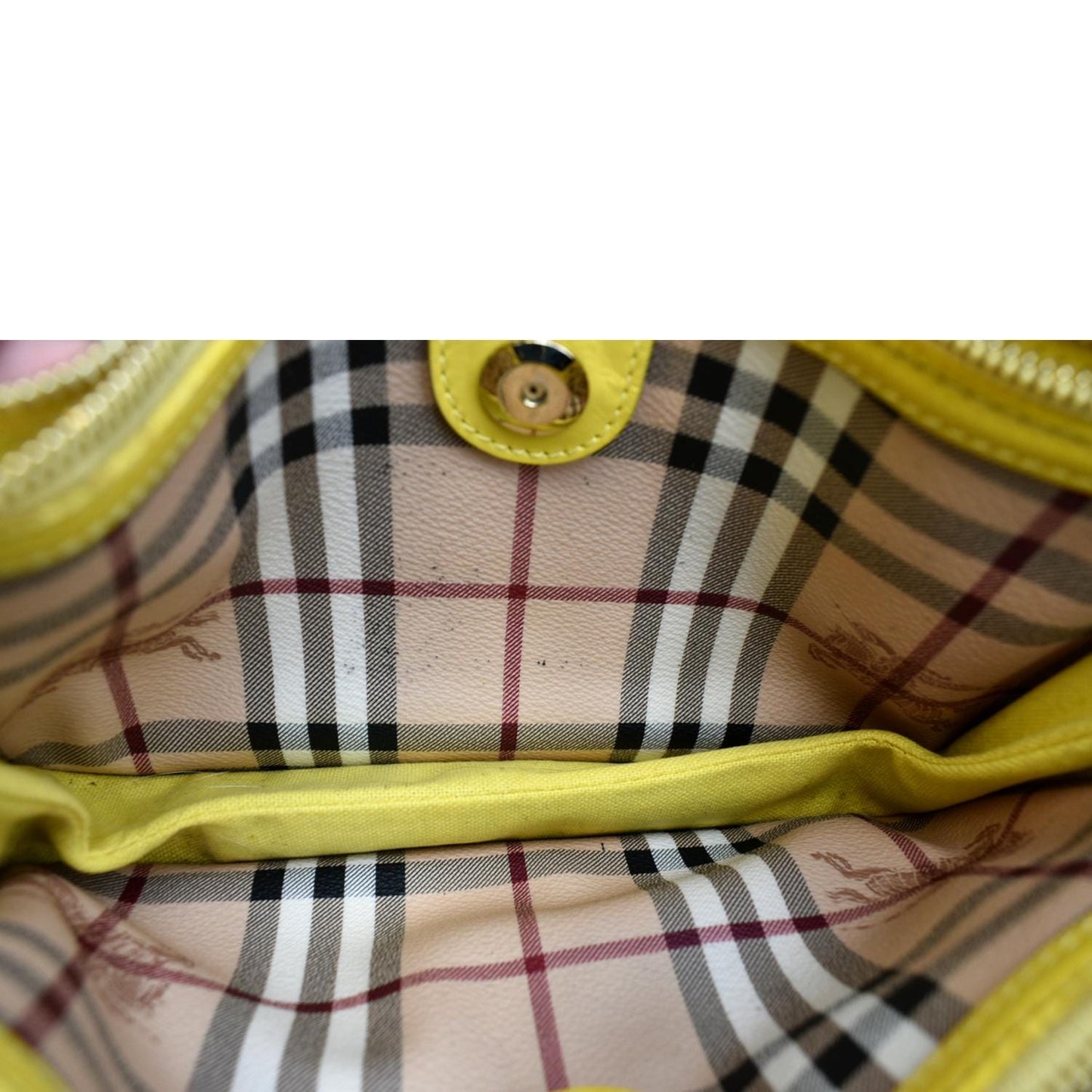 BURBERRY Nova Check Leather Pochette Bag Yellow