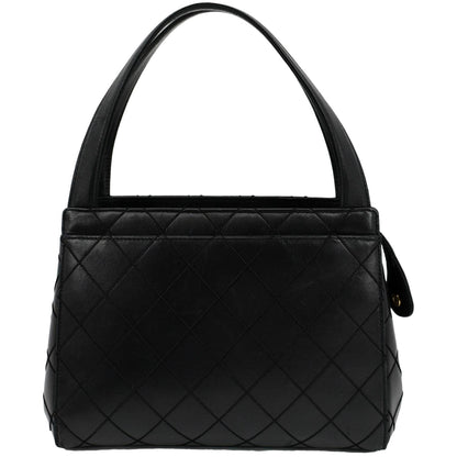 CHANEL Small Vintage Lambskin Leather Handbag Black