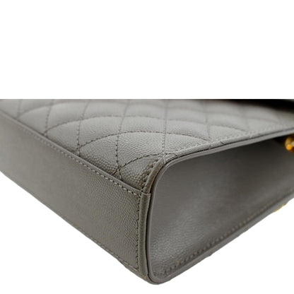 YVES SAINT LAURENT Envelope Medium Matelasse Leather Crossbody Bag Gray