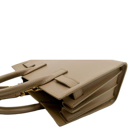 YVES SAINT LAURENT Sac De Jour Nano Smooth Leather Satchel Shoulder Bag Dark Beige