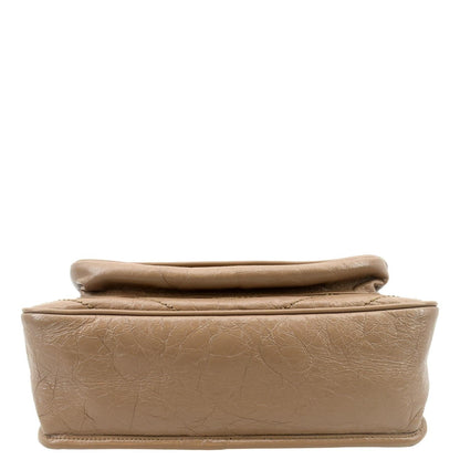 YVES SAINT LAURENT Niki Medium Leather Crossbody Bag Greyish Brown