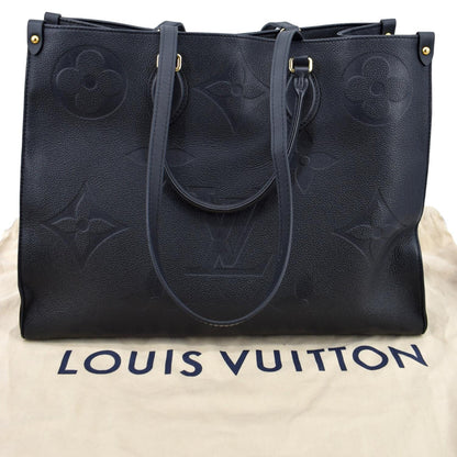 LOUIS VUITTON Onthego GM Monogram Empreinte Leather Tote Bag Black - New Year Deals