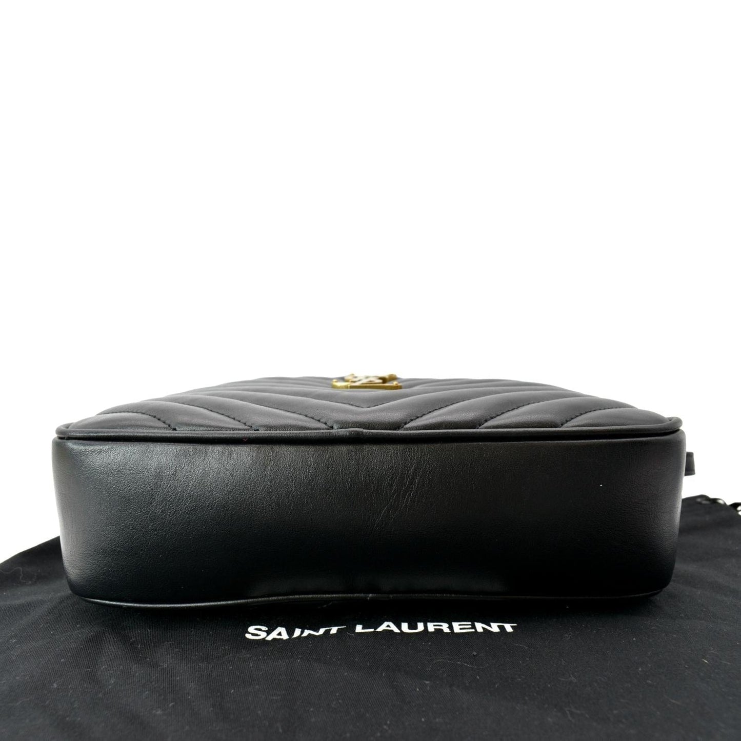 YVES SAINT LAURENT Lou Chevron Leather Camera Crossbody Bag Black