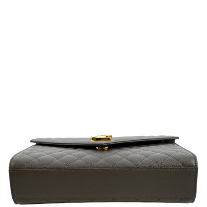YVES SAINT LAURENT Envelope Medium Matelasse Leather Crossbody Bag Gray