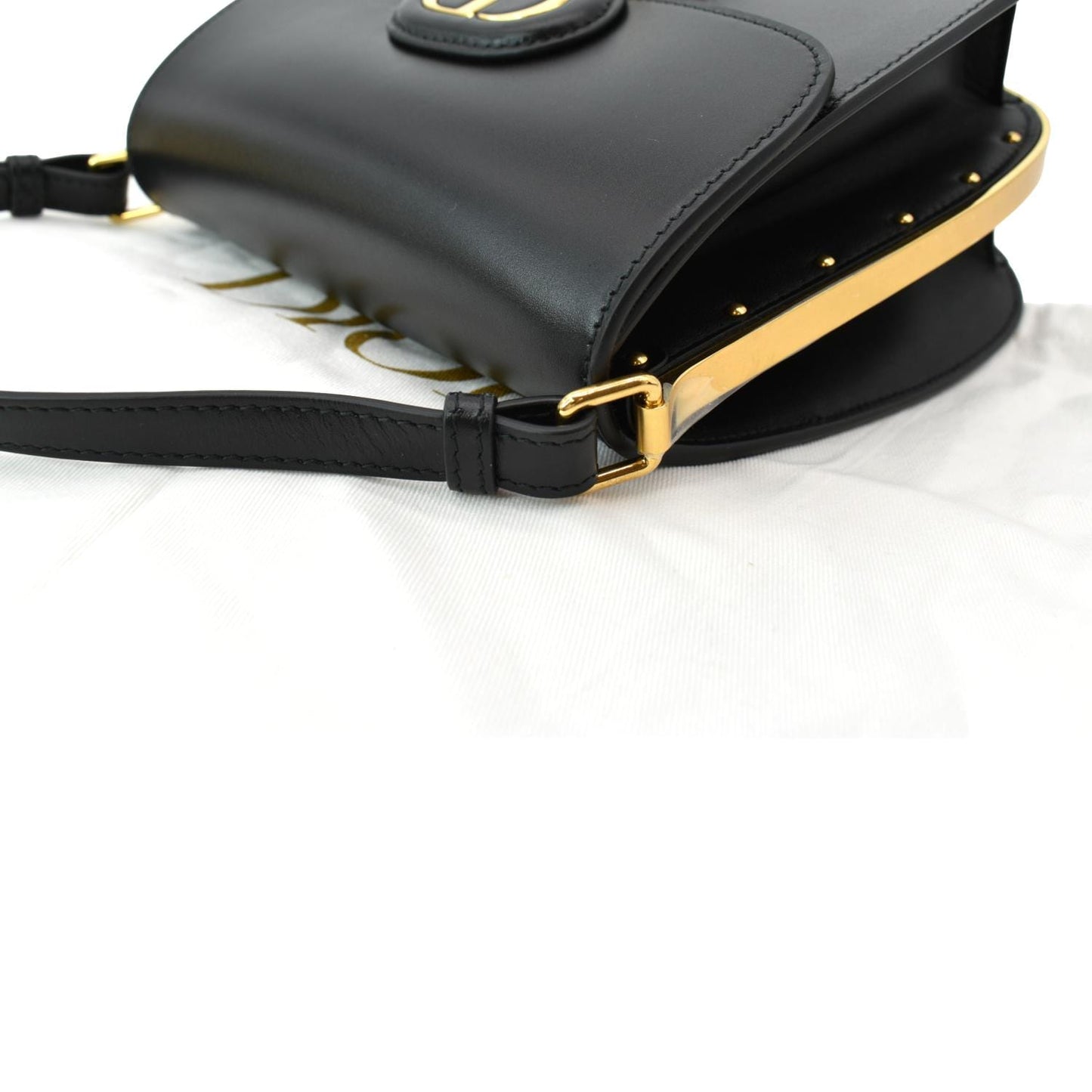 CHRISTIAN DIOR Bobby Frame Calfskin Leather Crossbody Bag Black