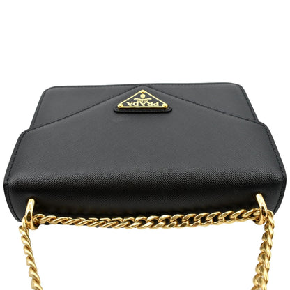 PRADA Saffiano Lux Leather Crossbody Bag Black