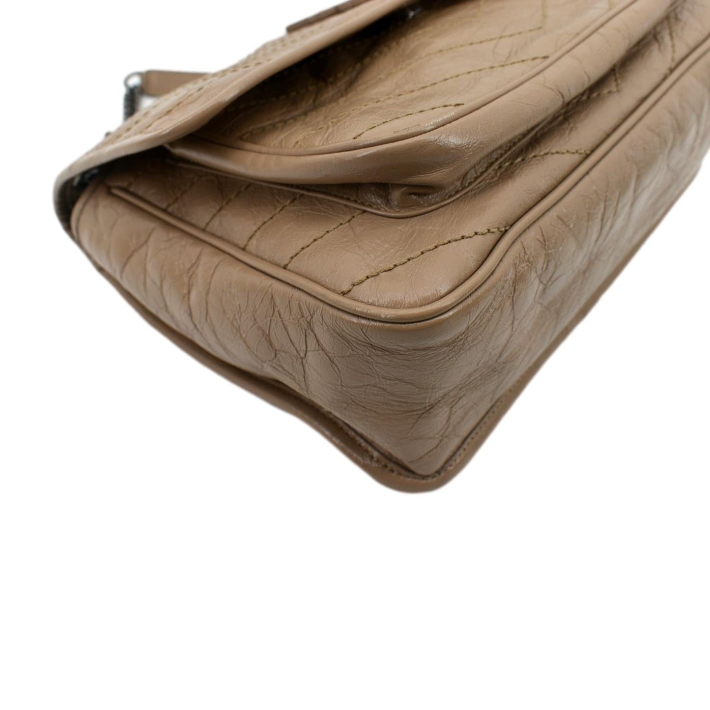 YVES SAINT LAURENT Niki Medium Leather Crossbody Bag Greyish Brown