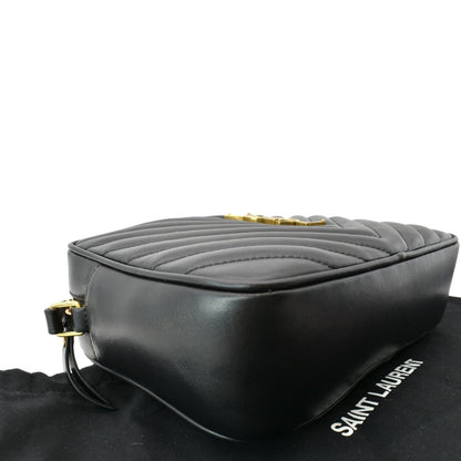 YVES SAINT LAURENT Lou Chevron Leather Camera Crossbody Bag Black