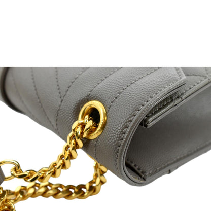 YVES SAINT LAURENT Envelope Medium Matelasse Leather Crossbody Bag Gray