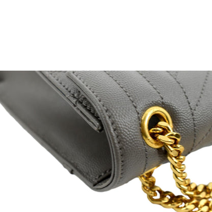 YVES SAINT LAURENT Envelope Medium Matelasse Leather Crossbody Bag Gray