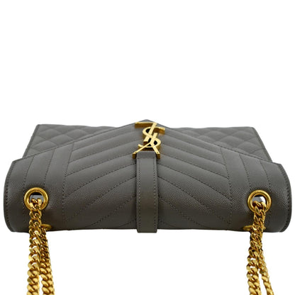 YVES SAINT LAURENT Envelope Medium Matelasse Leather Crossbody Bag Gray