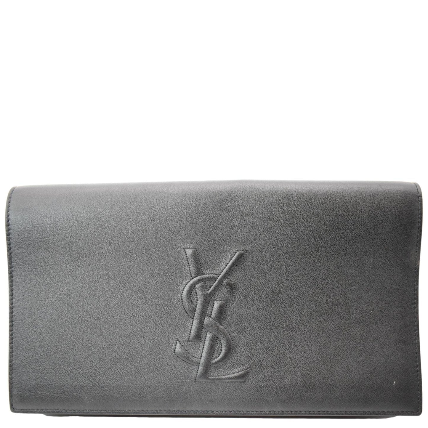 YVES SAINT LAURENT Belle de Jour Leather Clutch Bag Black