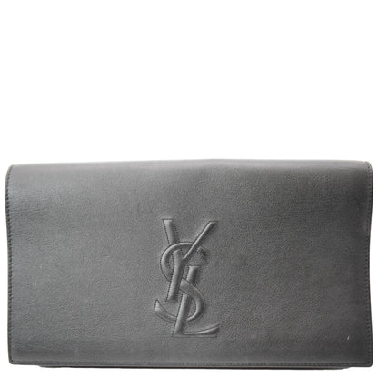 YVES SAINT LAURENT Belle de Jour Leather Clutch Bag Black