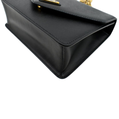 PRADA Saffiano Lux Leather Crossbody Bag Black