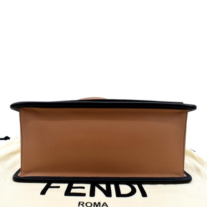 FENDI Kan I F Zucca Leather Shoulder Bag Tan