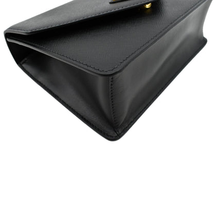 PRADA Saffiano Lux Leather Crossbody Bag Black