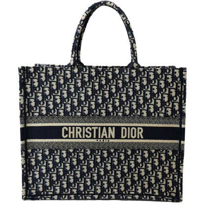 CHRISTIAN DIOR Large Book Oblique Embroidered Canvas Tote Bag Multicolor