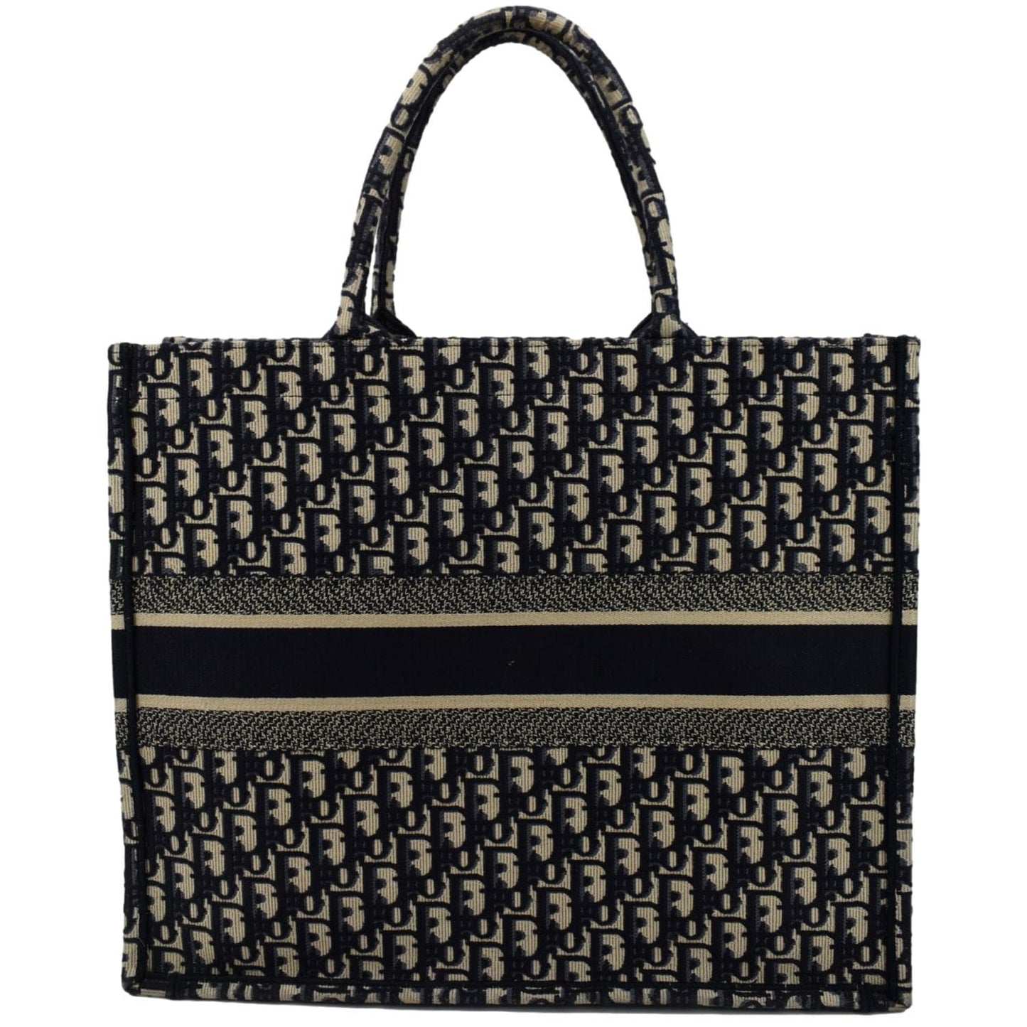CHRISTIAN DIOR Large Book Oblique Embroidered Canvas Tote Bag Multicolor