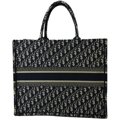 CHRISTIAN DIOR Large Book Oblique Embroidered Canvas Tote Bag Multicolor