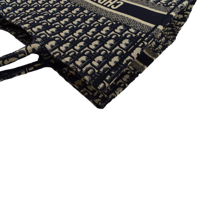 CHRISTIAN DIOR Large Book Oblique Embroidered Canvas Tote Bag Multicolor