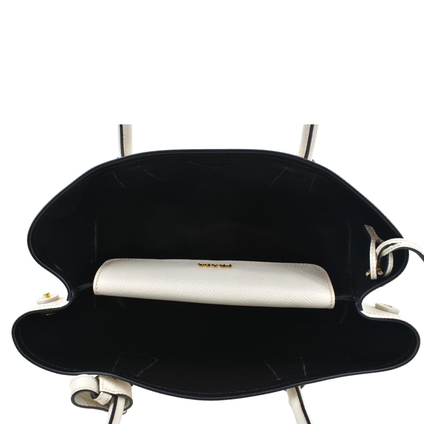 PRADA Medium Double Saffiano Leather Crossbody Bag White  - Hot Deals