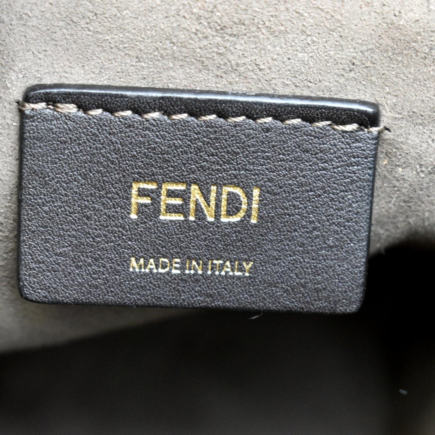FENDI Mon Tresor Drawstring FF Leather Bucket Bag Black