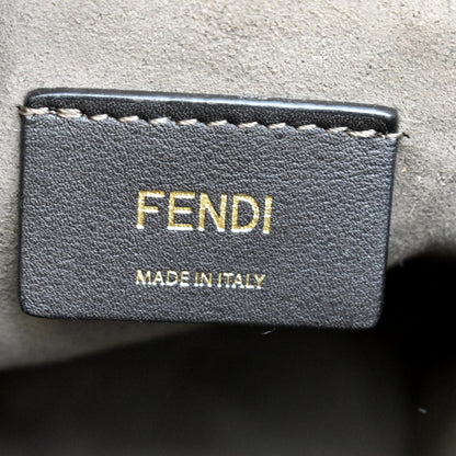 FENDI Mon Tresor Drawstring FF Leather Bucket Bag Black