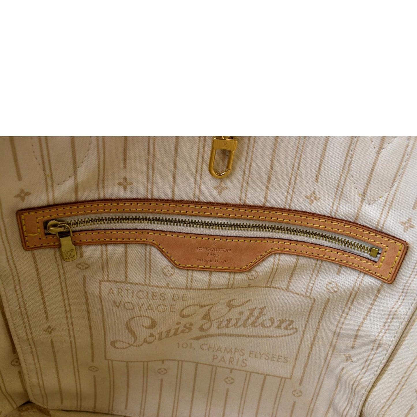 LOUIS VUITTON Neverfull MM Damier Azur Shoulder Bag White