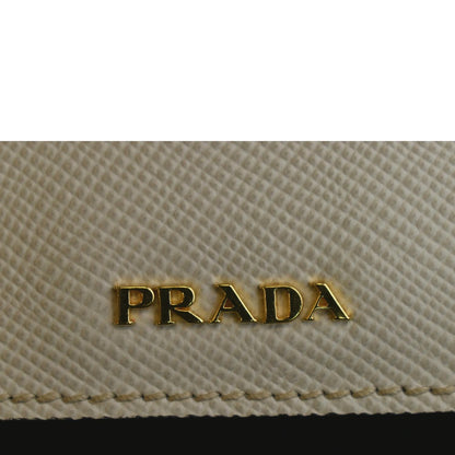 PRADA Medium Double Saffiano Leather Crossbody Bag White  - Hot Deals