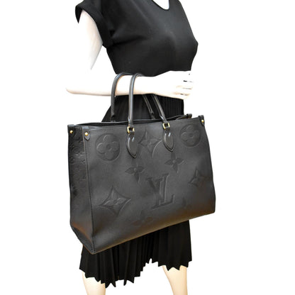LOUIS VUITTON Onthego GM Monogram Empreinte Leather Tote Bag Black - New Year Deals