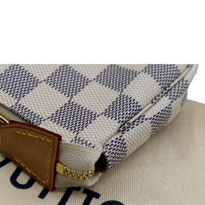 LOUIS VUITTON Mini Pochette Damier Azur Accessories Pouch White