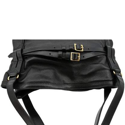BURBERRY Bridle Lynher Calfskin Leather Tote Shoulder Bag Black