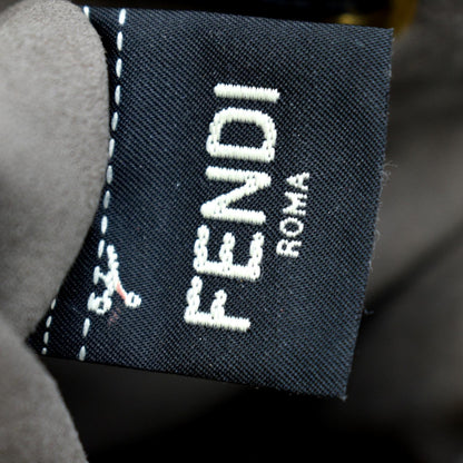FENDI Mon Tresor Drawstring FF Leather Bucket Bag Black