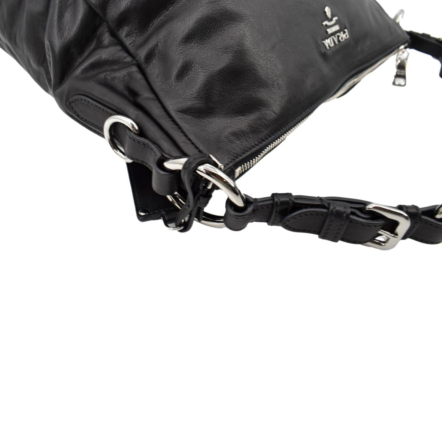 PRADA Leather Shoulder Bag Black