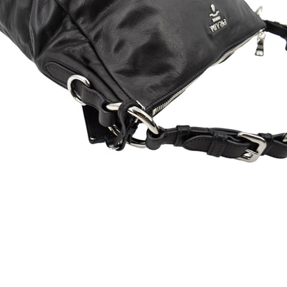 PRADA Leather Shoulder Bag Black