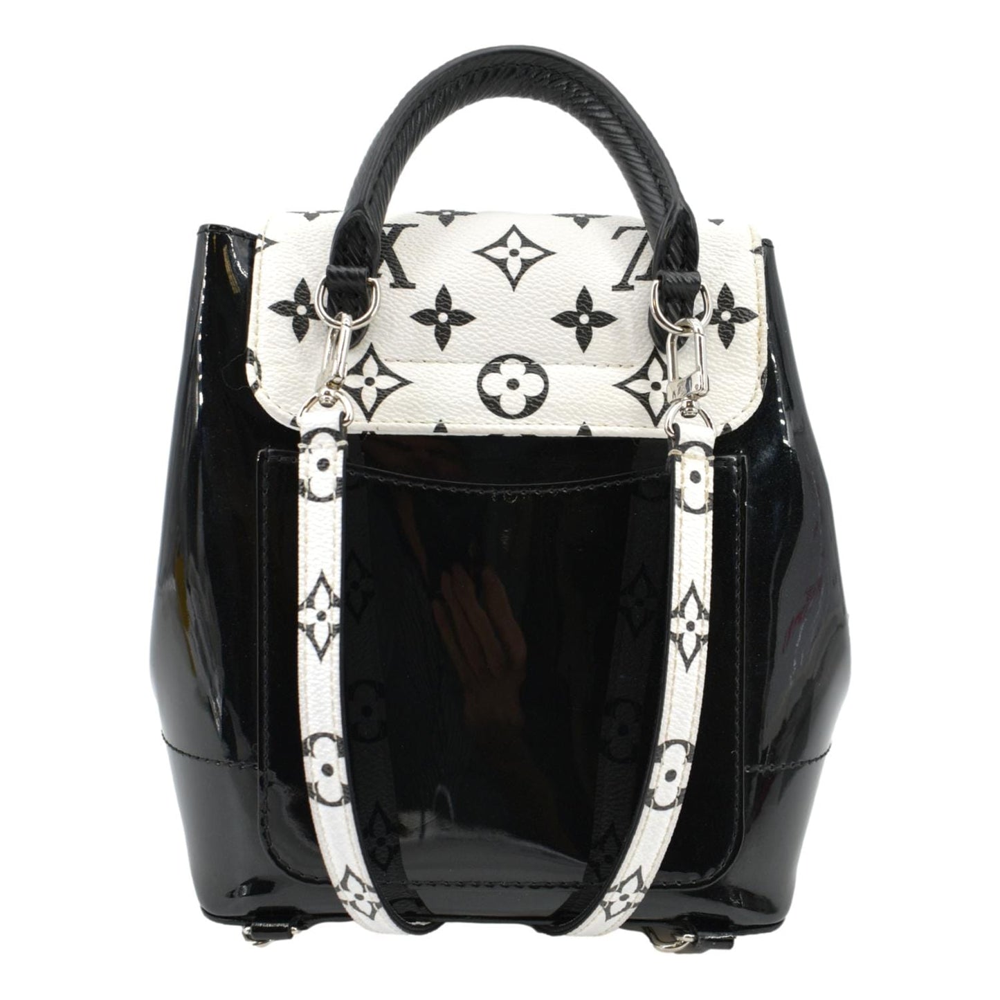 LOUIS VUITTON Hot Springs Monogram Vernis Leather Backpack Black/White