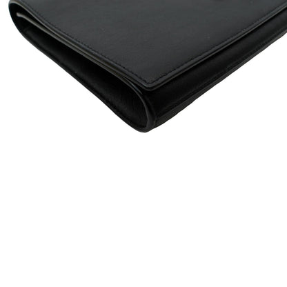 YVES SAINT LAURENT Belle de Jour Leather Clutch Bag Black