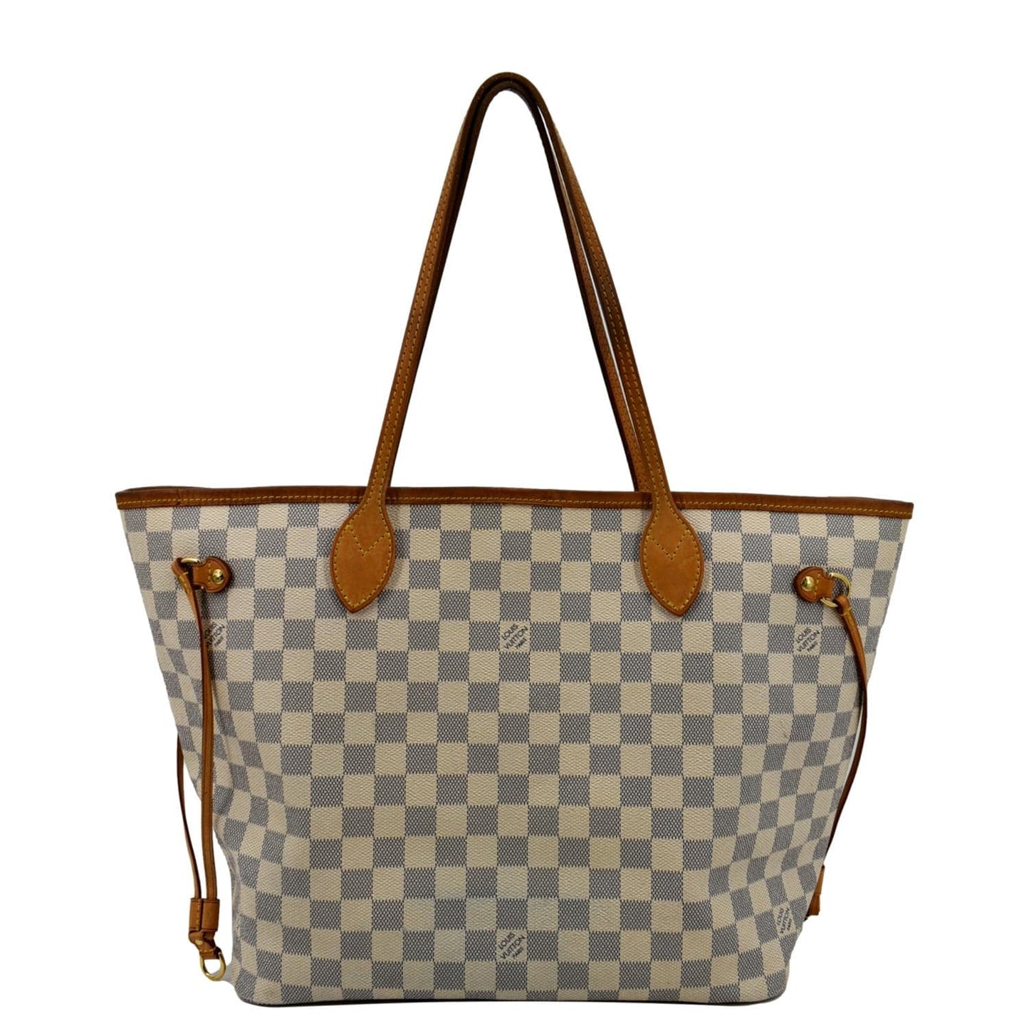 LOUIS VUITTON Neverfull MM Damier Azur Shoulder Bag White