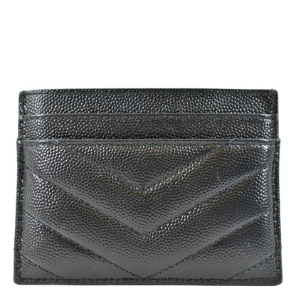 YVES SAINT LAURENT Monogram Grain Leather Card Case Black