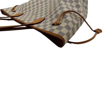 LOUIS VUITTON Neverfull MM Damier Azur Shoulder Bag White